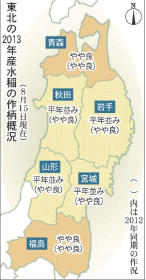 東北コメ作況 青森、福島「やや良」 登熟順調に進む