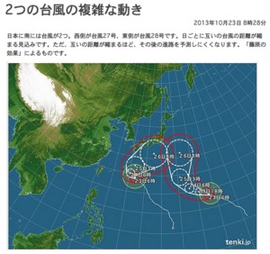 2つ以上の台風が接近して生じる「藤原の効果」とは 台風27号は上陸すれば“史上3番目の遅さ”