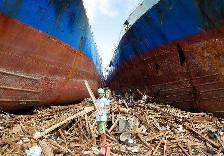 比、台風通過地域で家屋８割壊滅 死者９４２人を確認