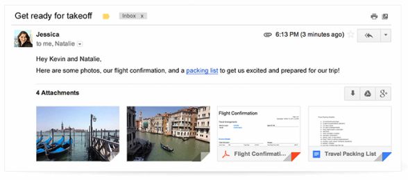 Gmailがアップデート、添付ファイルをそのままGoogleドライブに保存可能