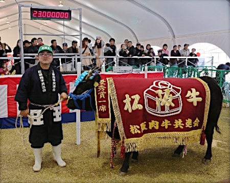 「松阪肉牛共進会」最高賞の牛２３００万円（三重県）