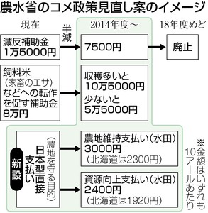 減反５年後見直しを決定 政府、コメ政策50年ぶり転換