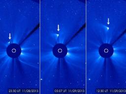 アイソン彗星「生き延びたかも」…白く輝き飛ぶ