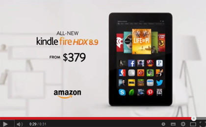 米Amazon、「Kindle Fire HDX 8.9」と「iPad Air」の比較動画広告を公開