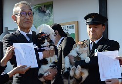 たま駅長:ウルトラ駅長に昇進 ファン３００人が祝福