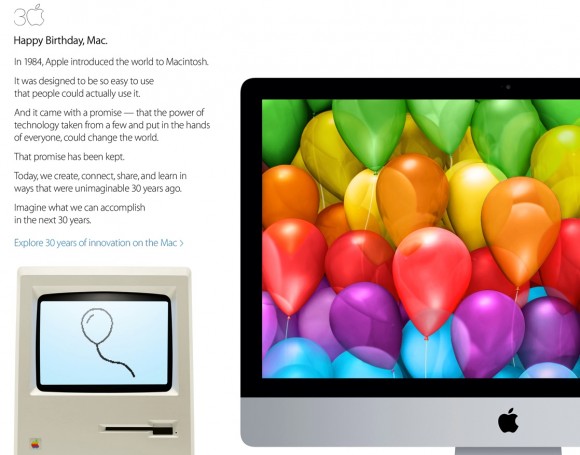 米アップル、Ｍａｃ誕生30周年を祝う特別ページ