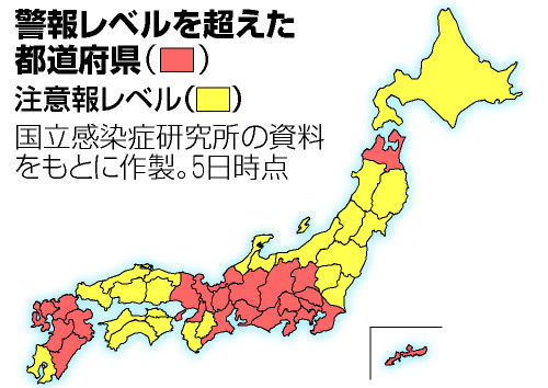 インフルエンザ流行続く、九州・沖縄７県「警報」