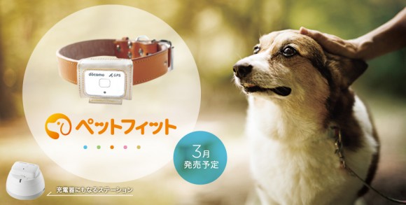 ドコモ、愛犬を見守る「ペットフィット」発表。脱走時にはGPSで探せる！