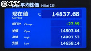 日経平均２７円安 終値１万４８３７円