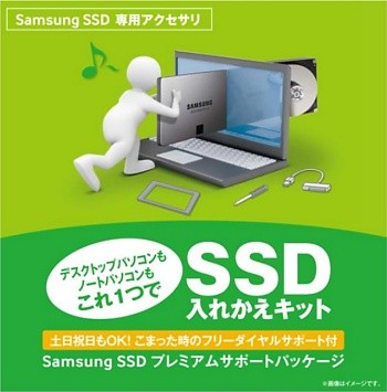 初心者も安心のSamsung製SSD専用のアクセサリーキット