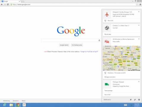 プッシュ通知機能「Google Now」が PC 版 Chrome で利用可能に、スマホの位置情報と連携