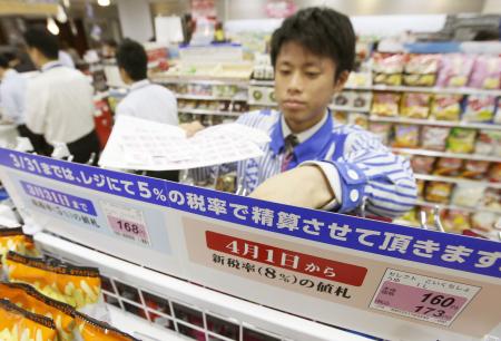 消費税率１７年ぶり引き上げ８％に