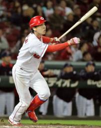 堂林、意地のサヨナラ弾＝プロ野球・広島