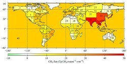 メタン:地域別放出量、国立環境研究所公表 「温暖化予測、対策に」 衛星「いぶき」活用