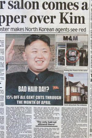 ロンドンの理髪店が金正恩ポスター、北朝鮮がクレーム？