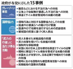 グレーゾーンの溝深く、自公協議 政府、１５事例を提示