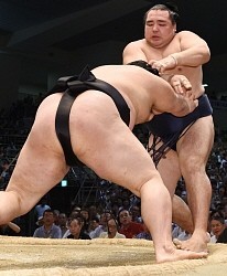 大相撲名古屋場所:鶴竜２敗 はたく「悪癖」出て自滅