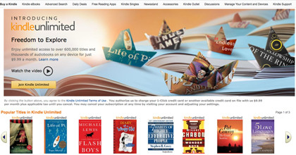 Amazon、読み放題の電子書籍サービスを米国で開始、月額9.99ドル