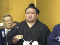 大関昇進披露祝賀会に臨む豪栄道（都内のホテルで）