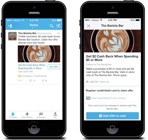 Twitter、カード決済向けクーポンサービス「Offer」を米国で提供へ