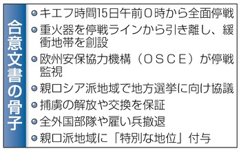 ウクライナ、１５日から停戦 ロシア介入抑止が鍵