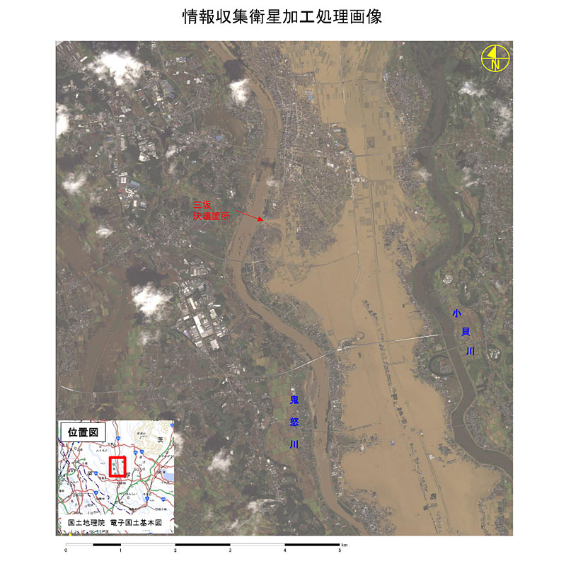 内閣情報調査室、台風18号による洪水被害で情報収集衛星による撮影画像を初公開