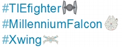 Twitterハッシュタグの絵文字フォースがさらに覚醒、 #MillenniumFalcon #Xwing #TIEfighter にも対応