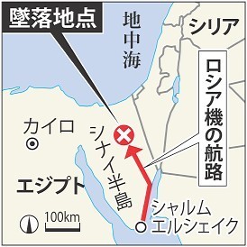 ロシア旅客機墜落：機内で爆破「９０％」 エジプト事故調内でもテロ説強まる