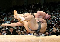 白鵬７連勝＝大相撲九州場所７日目