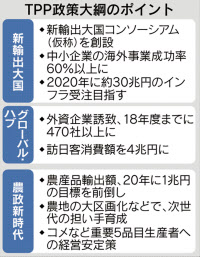 日本を貿易・投資の中核拠点に 政府がTPP大綱
