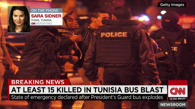 チュニジア首都で爆発、少なくとも12人死亡 非常事態宣言発令へ