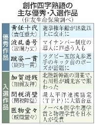 今年の世相表わす『創作四字熟語』優秀作に「責任十代」など