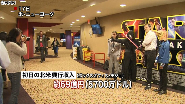 スター・ウォーズ最新作、北米での興収が新記録 2015年12月19日 13時42分