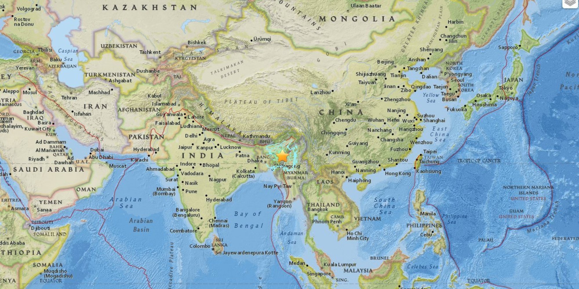 インド北東部でM6.7の地震 負傷者多数、死者も
