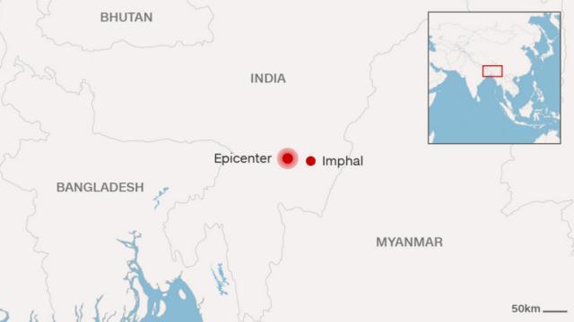 インド北東部でＭ６．７の地震 ５人死亡、３３人負傷