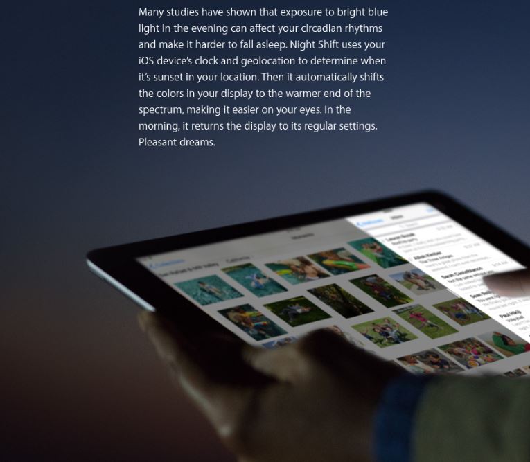 「iOS 9.3」ベータ版公開、日没後のブルーライト軽減やメモのパスワード／Touch IDロック機能など