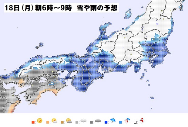 太平洋側で大雪の恐れ 都内でも、交通の乱れ警戒