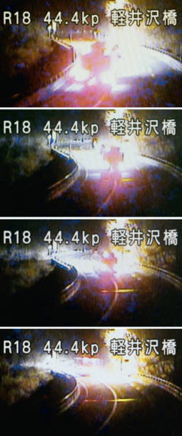 転落バスは減速せず中央線はみ出す 250メートル手前の映像公開