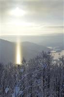 厳冬の光の芸術…「サンピラー」出現 北海道・旭川