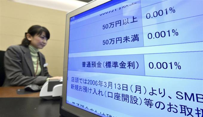 マイナス金利開始 短期金利０％に低下