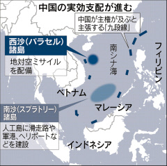 中国、実効支配へ強硬 南シナ海・西沙にミサイル配備