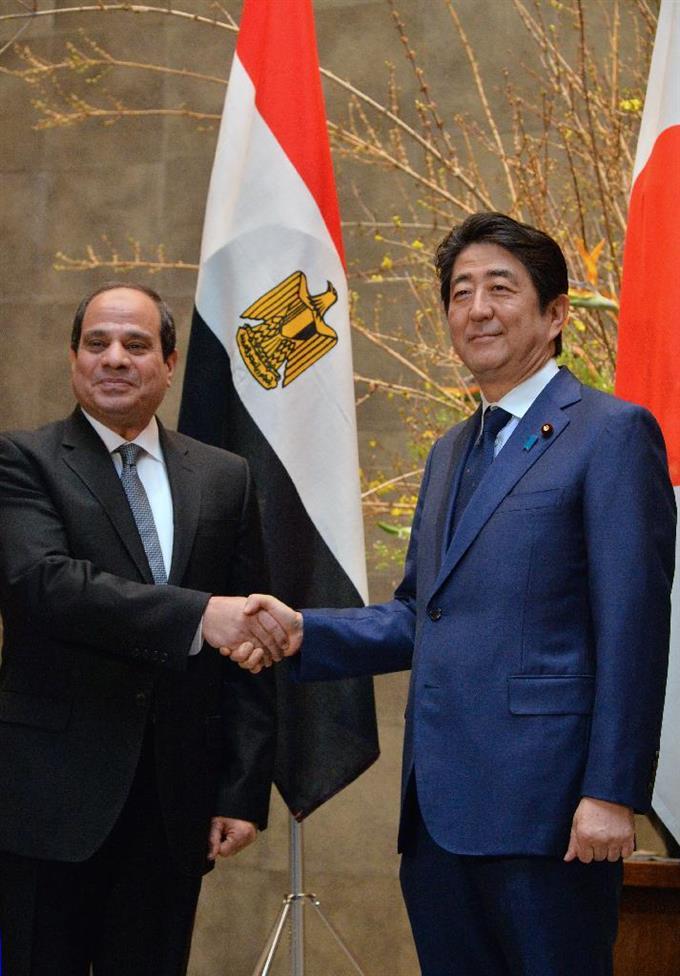 中東安定化へ協力＝日エジプト首脳が会談
