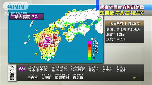 熊本地震、負傷1000人超す 悪天候で二次災害警戒