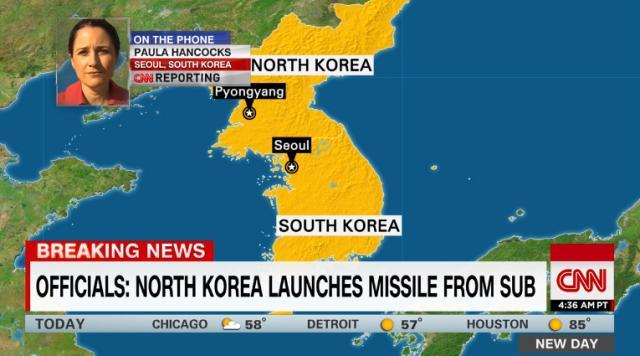 北朝鮮、潜水艦ミサイルを発射か 飛距離30キロ