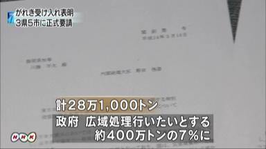 岩手がれき２８万トン処理要請 政府、神奈川など３県に