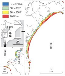 東京湾埋め立て地など液状化しやすく 震度別マップ