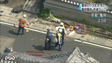 亀岡登校事故犠牲３人に 重体小３女児死亡