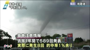 竜巻注意情報 的中の割合低い 5月7日 19時23分