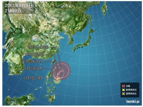 台風３号、大東地方昼前に暴風域 本島地方は強風域続く