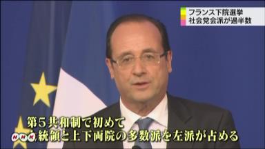 フランス総選挙、オランド大統領の社会党が過半数確保へ